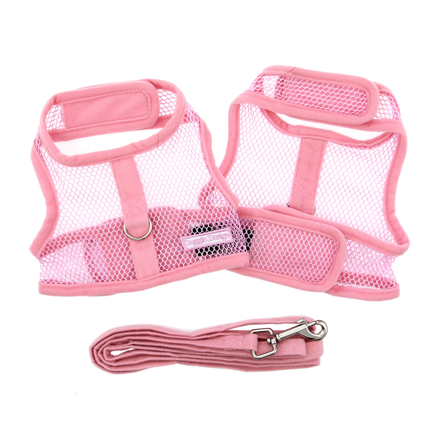 Doggie Design Cool Mesh Dog Harness with Matching Leash, Solid Pink