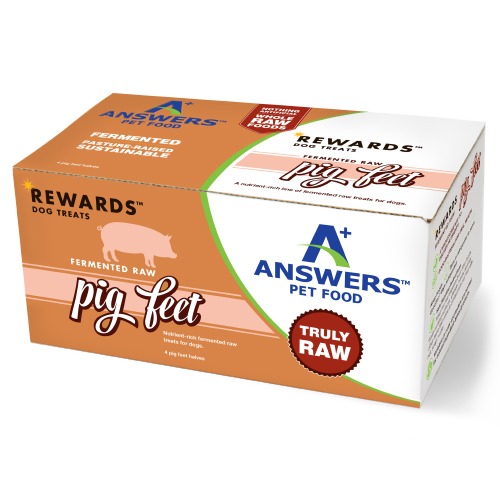 Answers Rewards Fermented Raw Pig Feet Frozen Dog Treat, 4-count