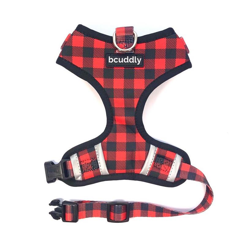 Bcuddly Control Dog Harness, Red Plaid, Small