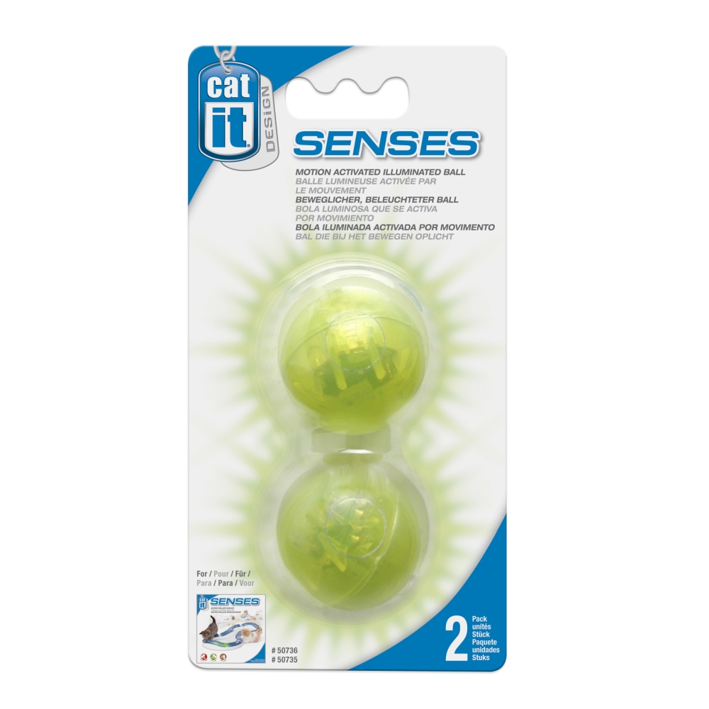 Catit Design Senses Boules illuminées à activation par mouvement pour circuit de vitesse jouet pour chat, lot de 2