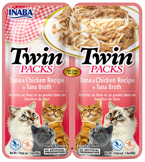 INABA Twin Packs Tuna & Chicken in Tuna Broth Side Dish for Cats, 1.4-oz, 2-pack