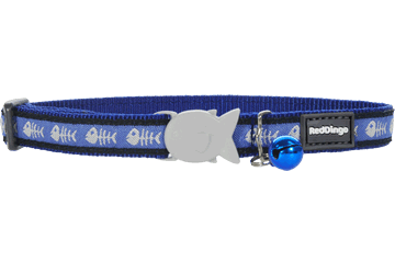 Red Dingo Fish Bone Cat Collar, Dark Blue