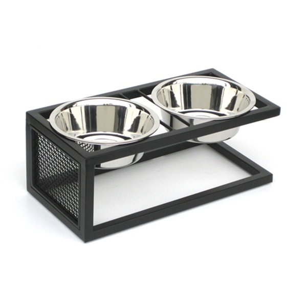 Pets Stop Cantilever Double Diner, Black
