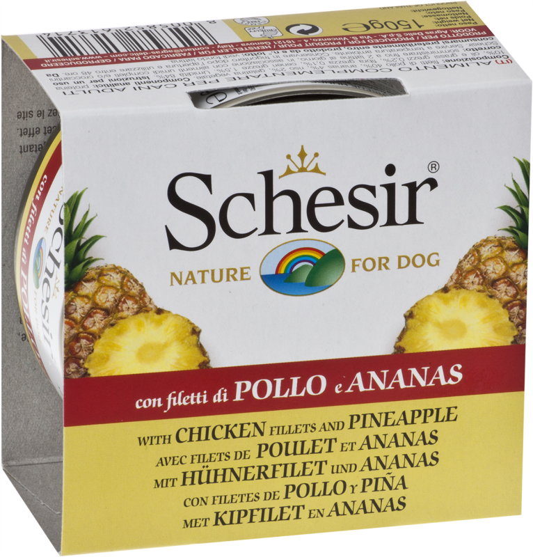 Schesir Chicken Pineapple Wet Dog Food Can