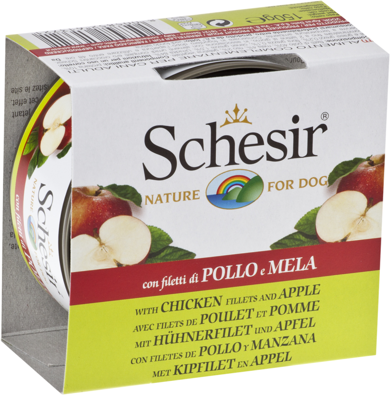 Schesir Chicken & Apple Wet Dog Food Can