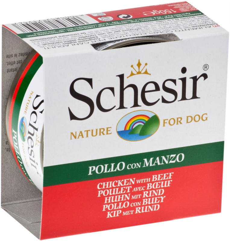Schesir Chicken & Beef Wet Dog Food Can