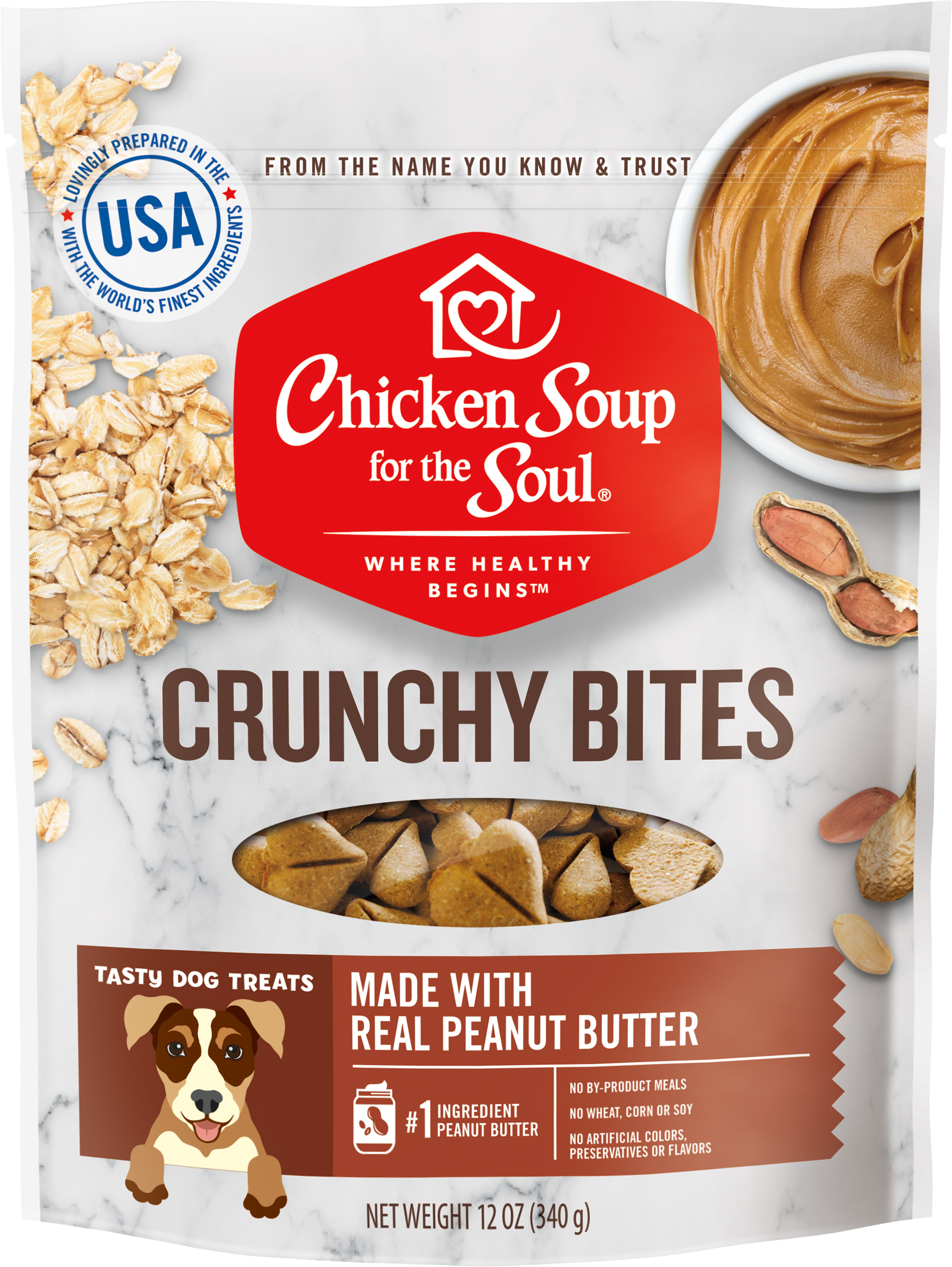 Chicken Soup for the Soul Crunchy Bites Peanut Butter Dog Treats, 12-oz