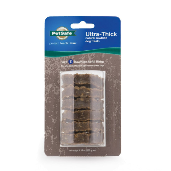 PetSafe Sportsmen Ultra-Thick Natural Rawhide Rings Dog Toy, Size E