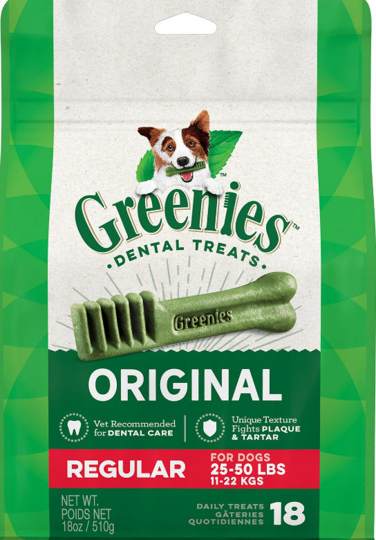 Greenies Original Regular Dental Dog Treats, 18-oz, 18-count (Size: 18-count)