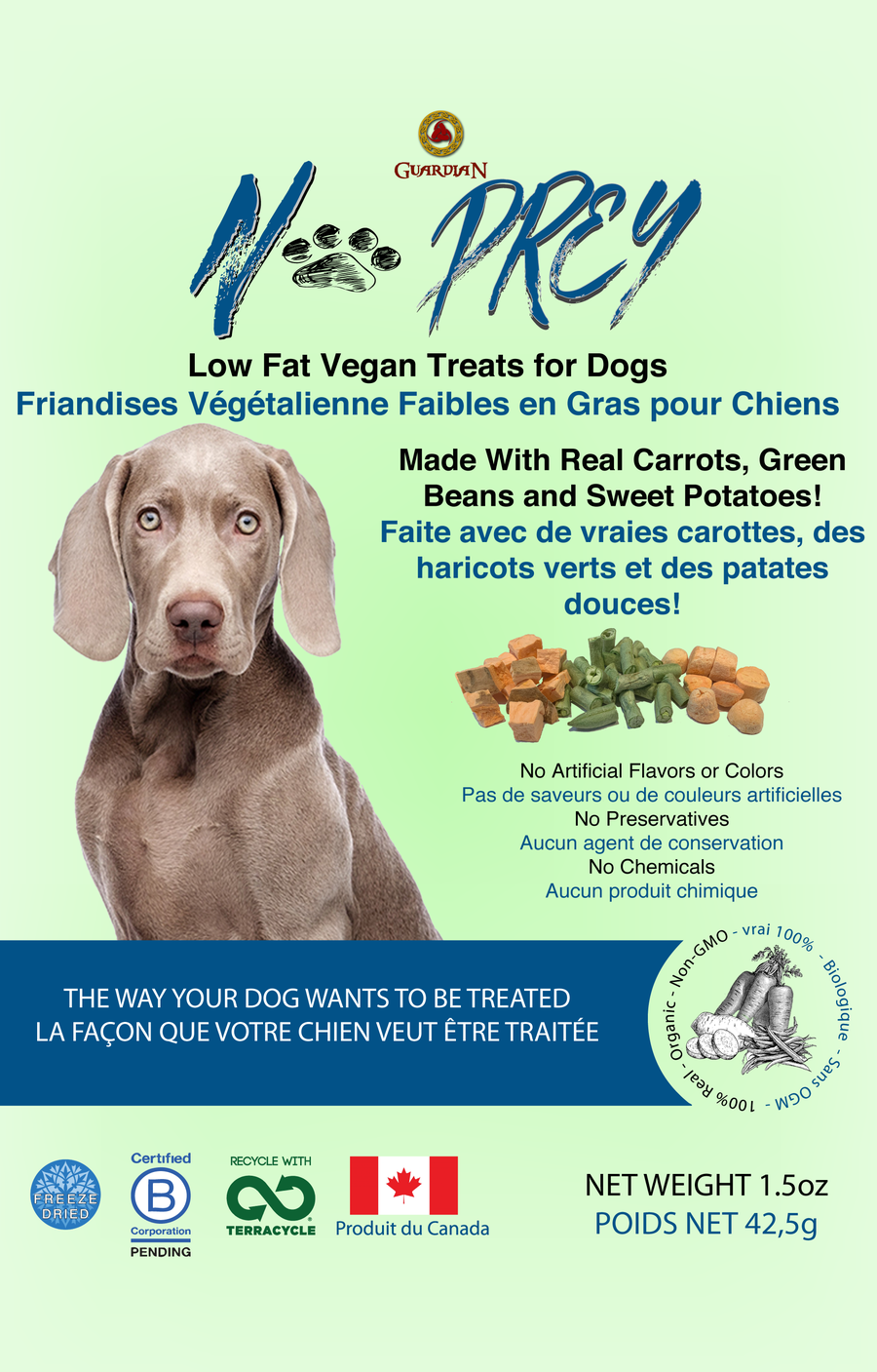 Guardian Pet Foods No Prey Low Fat Vegan Freeze Dried Dog Treats 2 Oz Northpoint Pets