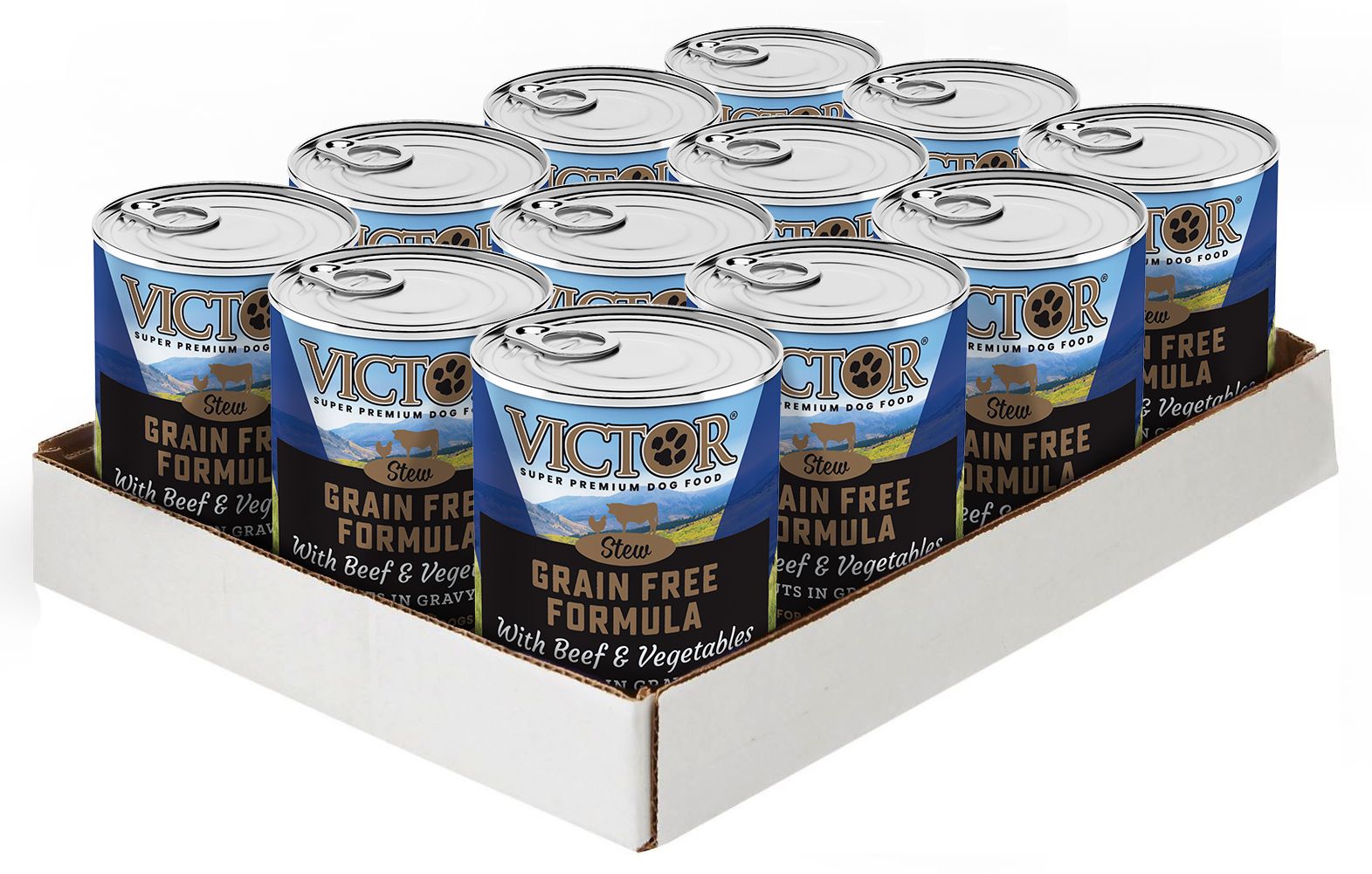 Victor Grain-Free Beef & Vegetables Entree in Gravy Canned Dog Food, 13.2-oz, case of 12 (**)