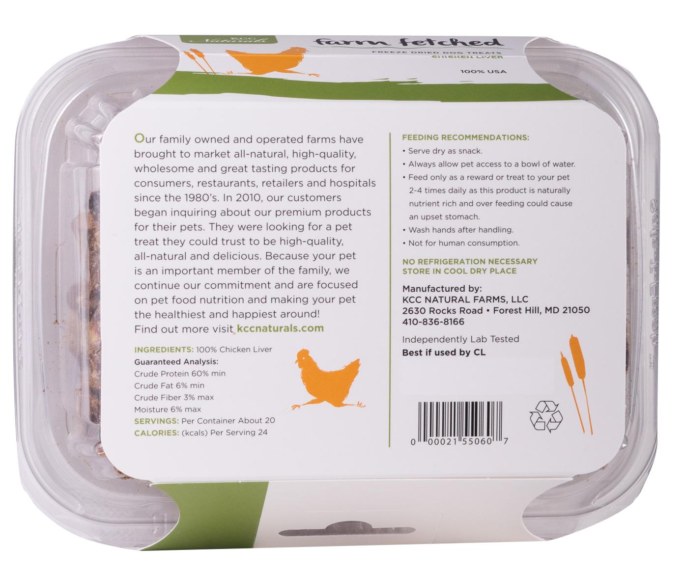 KCC Naturals Farm Fetched Chicken Liver Freeze-Dried Dog Treats, 1-oz