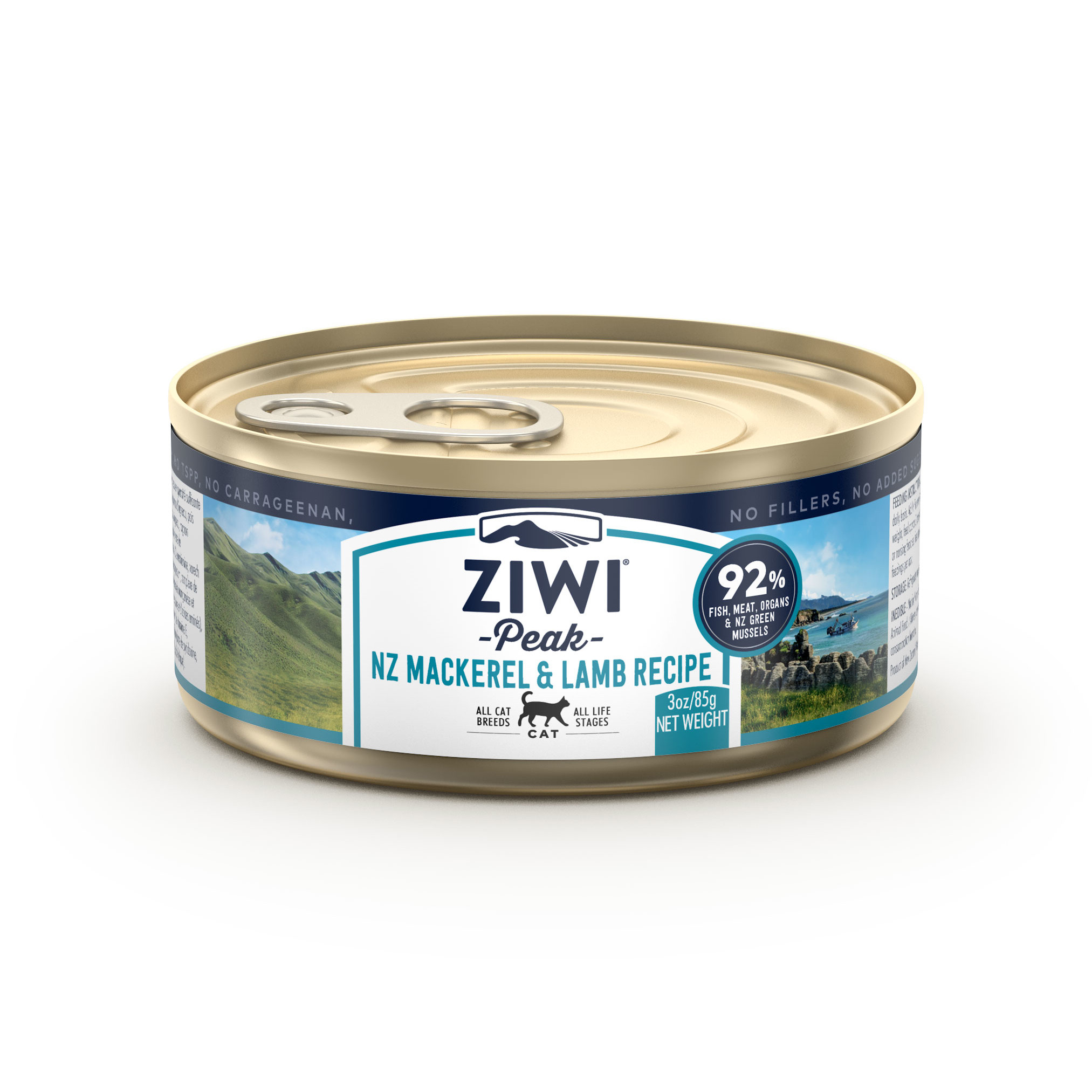 ZIWI Peak Mackerel & Lamb Recipe Wet Cat Food Can, 3-oz|85.2-g (case of 24) (**)