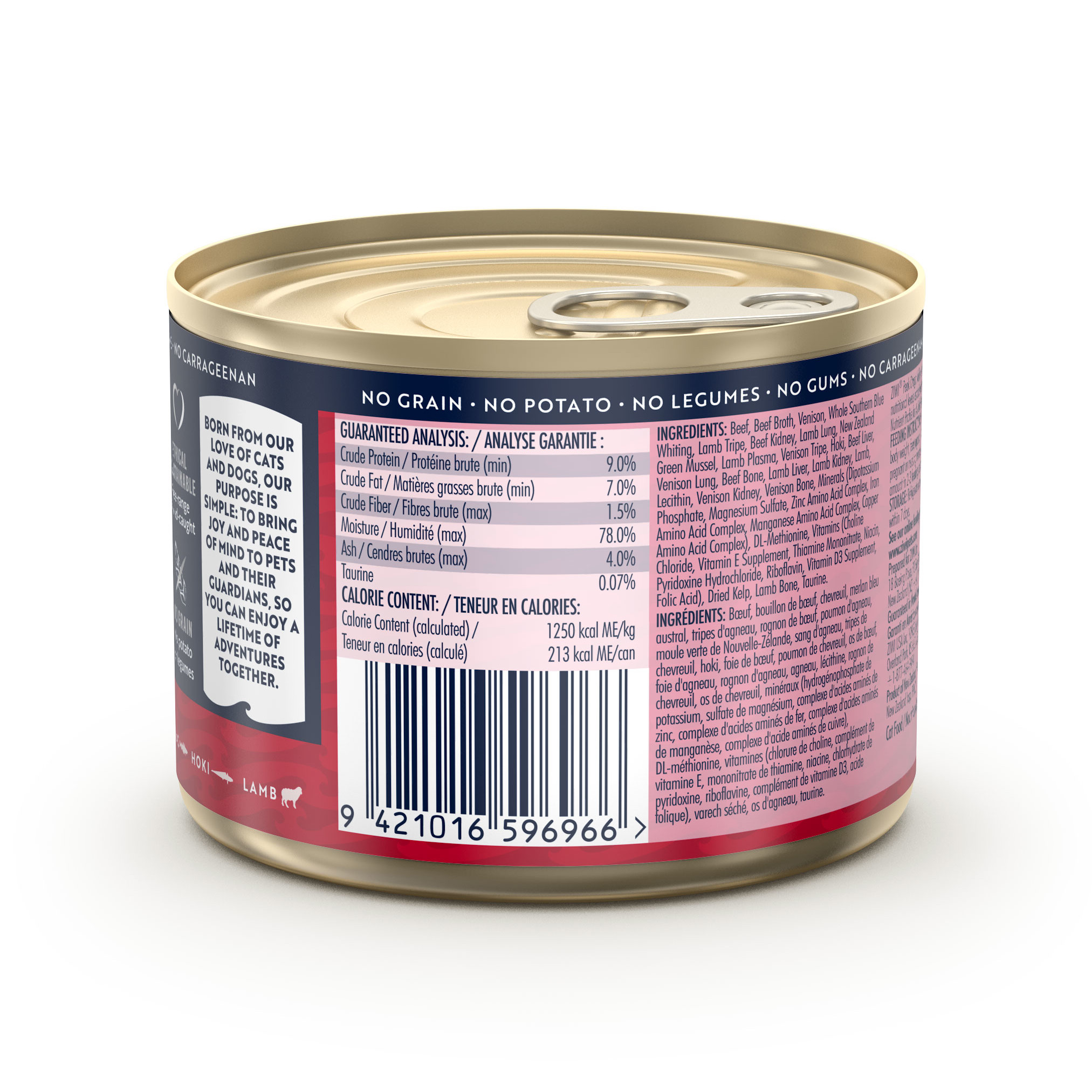Canned cat 2025 food nutritional information