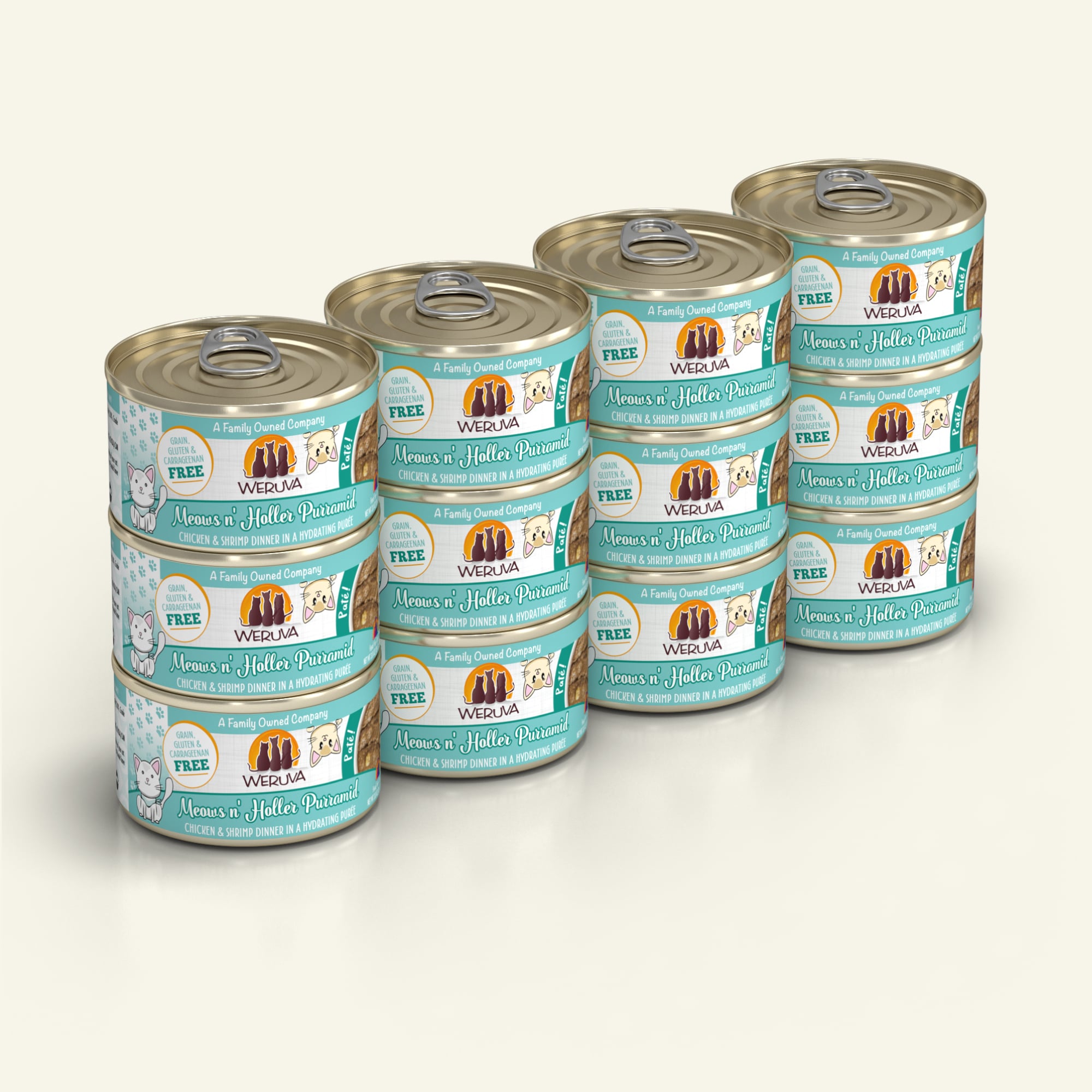 Weruva Cat Pate Meows n' Holler PurrAmid Chicken & Shrimp Dinner in Puree Wet Cat Food Can, 3-oz, case of 12 (**)