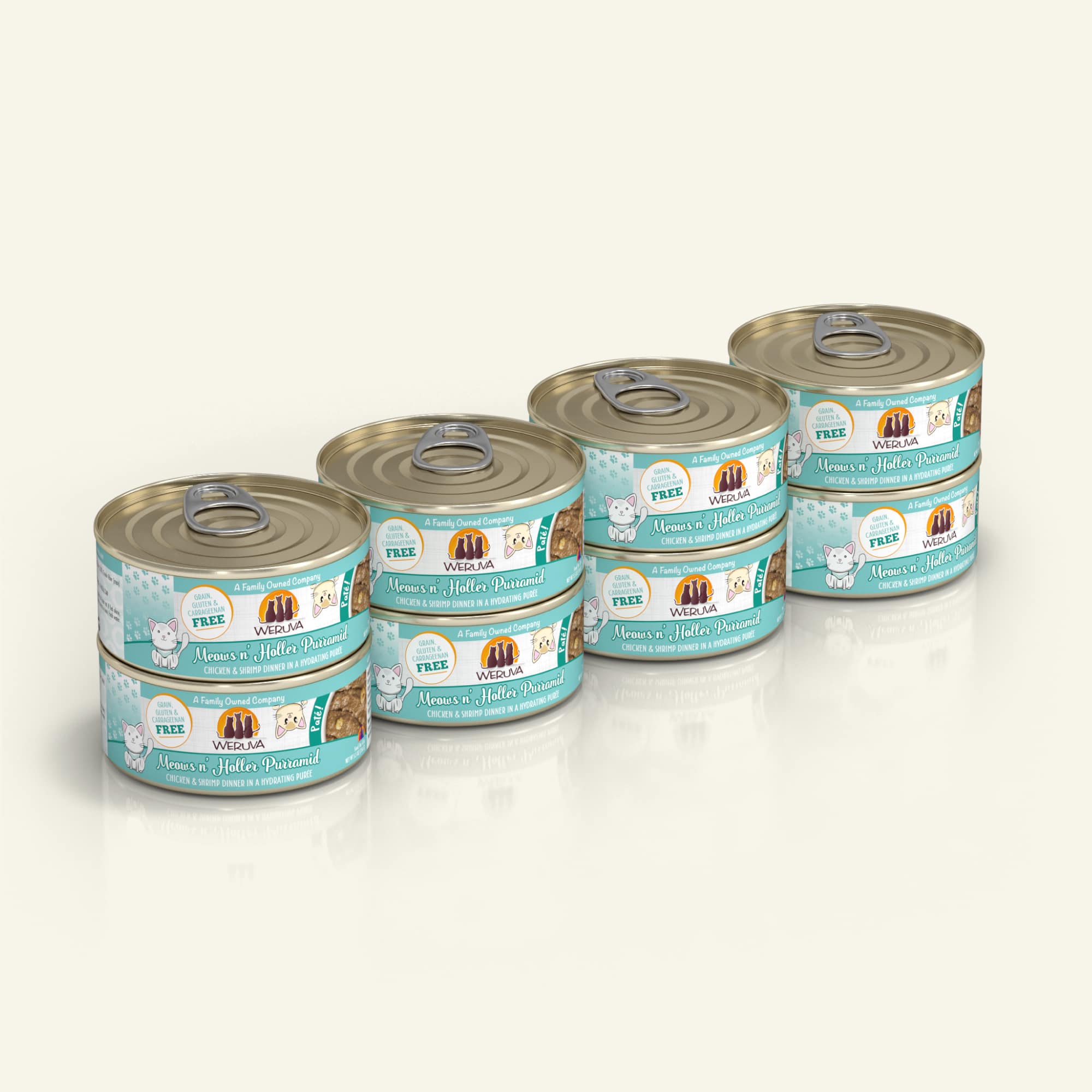 Weruva Cat Pate Meows n' Holler PurrAmid Chicken & Shrimp Dinner in Puree Wet Cat Food Can, 5.5-oz, case of 8 (**)
