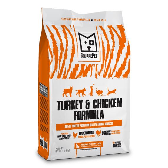 SquarePet Turkey & Chicken Dry Cat Food, 11-lb