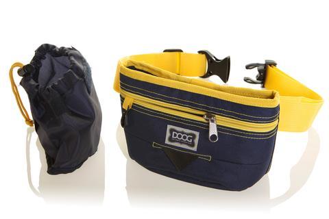 DOOG Good Dog Treat Pouch, Navy & Yellow, Large