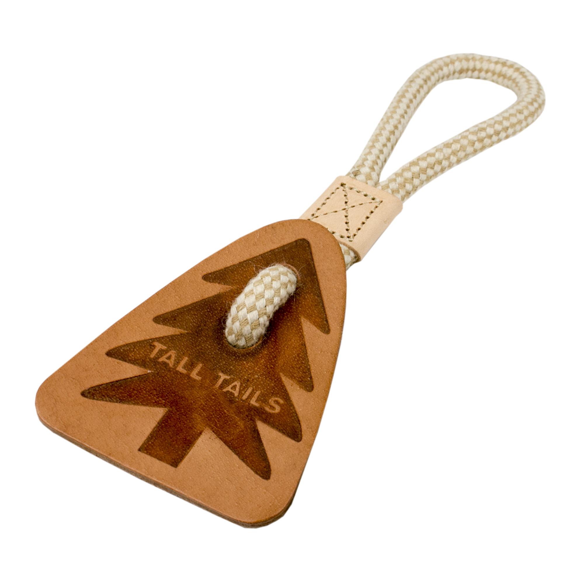 Tall Tails Natural Leather Pine Tree Tug Toy (**)
