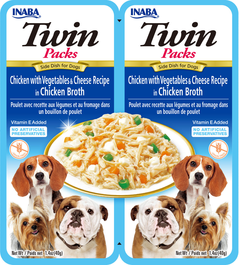 INABA Dog Twin Packs Chicken with Vegetables & Cheese in Chicken Broth Side Dish for Dogs, 1.4-oz, 2-pack