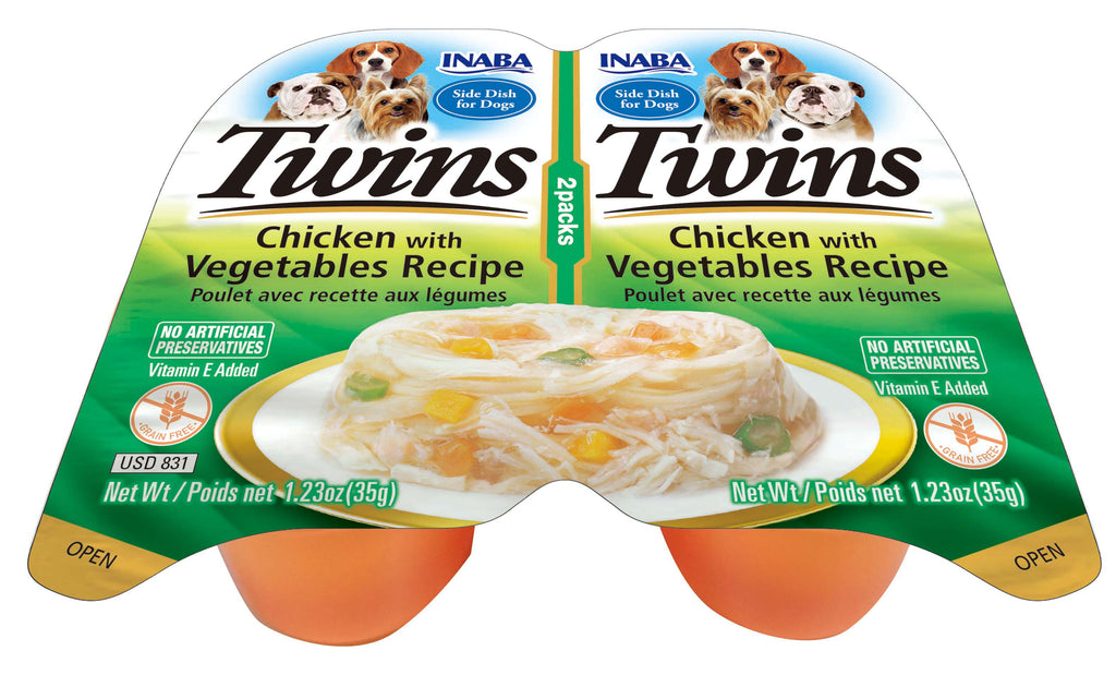 INABA Dog Twins Chicken with Vegetables Side Dish for Dogs, 1.23-oz, 2-pack