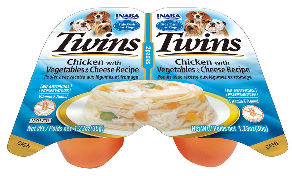 INABA Dog Twins Chicken with Vegetables & Cheese Side Dish for Dogs, 1.23-oz, 2-pack