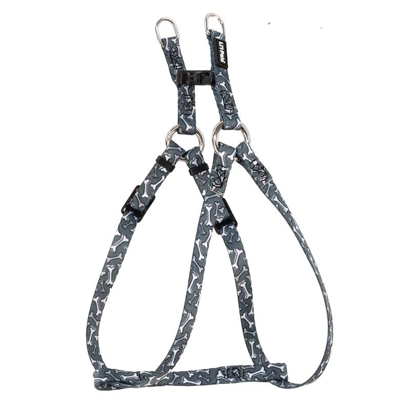 Li'l Pals Comfort Wrap Adjustable Dog Harness, Grey Bones, 3/8-in x 8-14-in