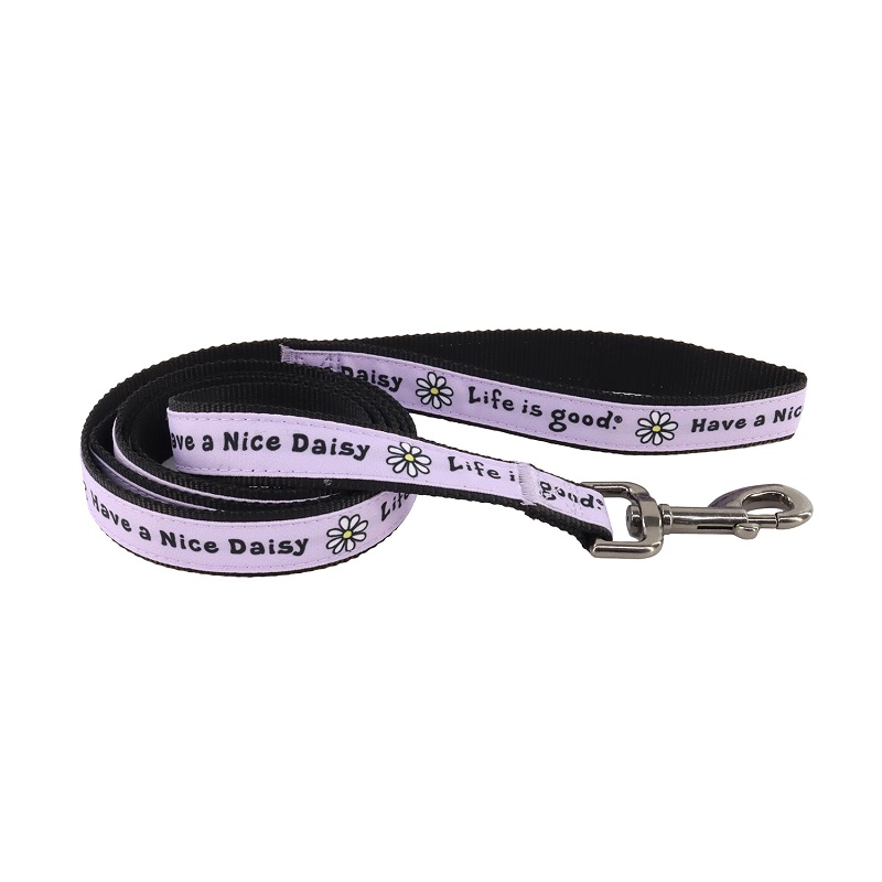 Life Is Good Canvas Overlay Dog Leash, Lilac, 1-in x 6-ft