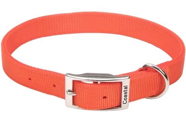 Coastal Double-Ply Nylon Dog Collar, Sunset Orange, 1-in x 18-in