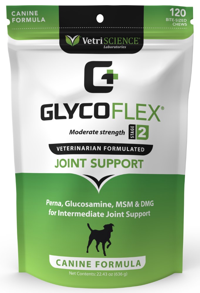 VetriScience GlycoFlex Stage II Moderate Strength Joint Support Bite-Sized Dog Chews, 120 count