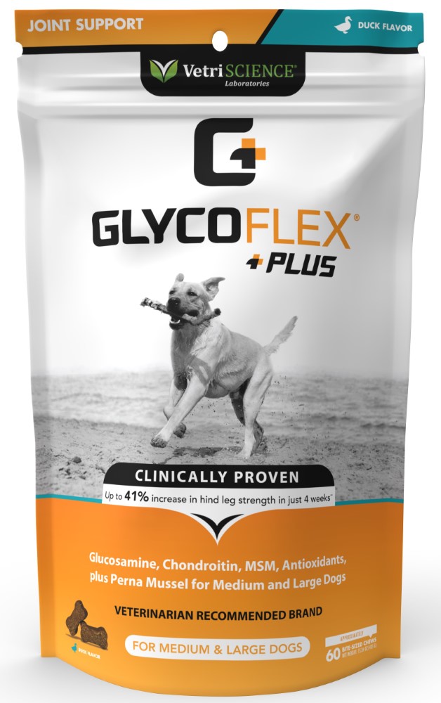VetriScience GlycoFLEX Plus Joint Support Duck Flavor Chews Dog Supplement, 60-count