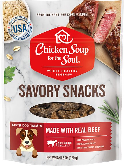 Chicken Soup for the Soul Savory Snacks Beef Dog Treats, 6-oz