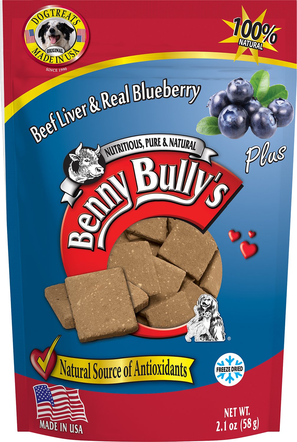 Benny Bully's Liver Plus Beef Liver & Real Blueberry Freeze-Dried Dog Treats, 2.1-oz