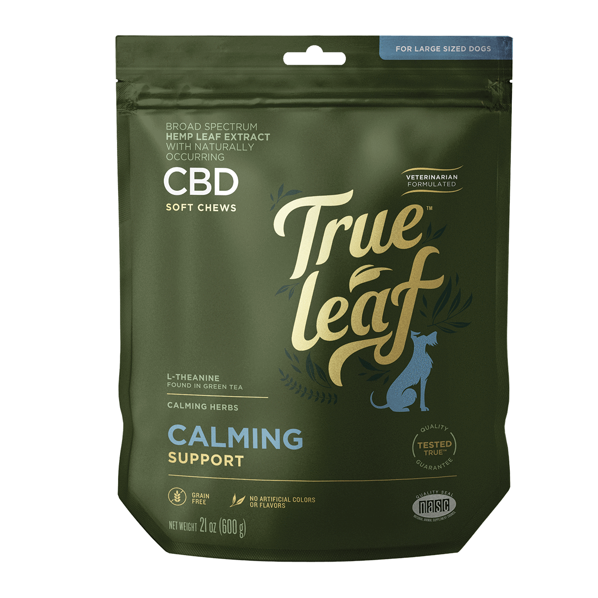 True Leaf Calming Support Alternative Supplement Chews for Large Dogs, 21-oz