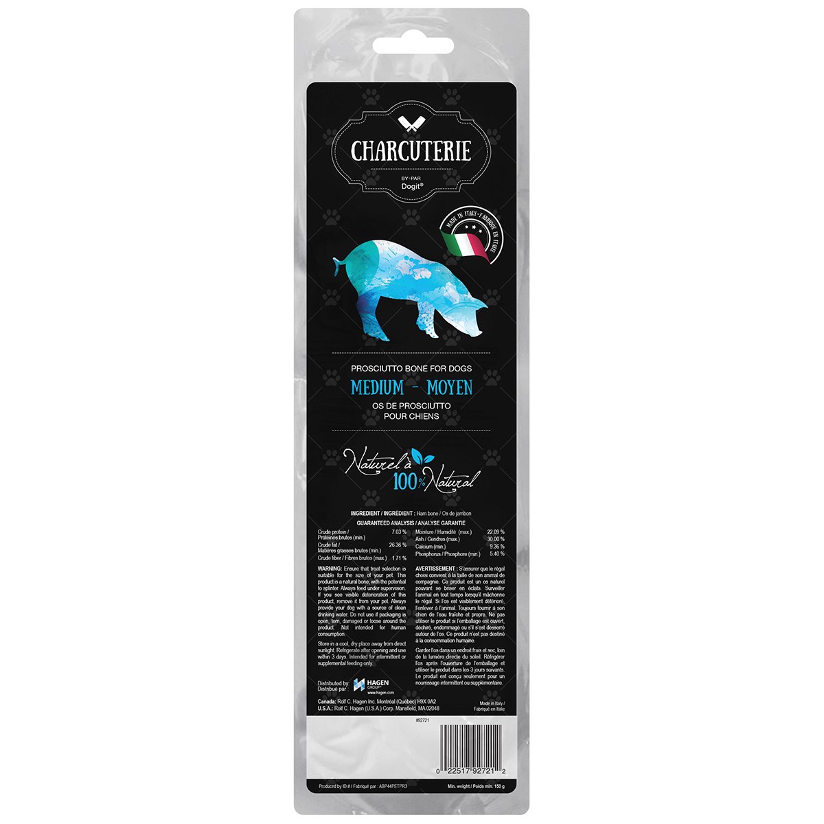 Dogit Charcuterie Prosciutto Bone Dog Treats, Medium