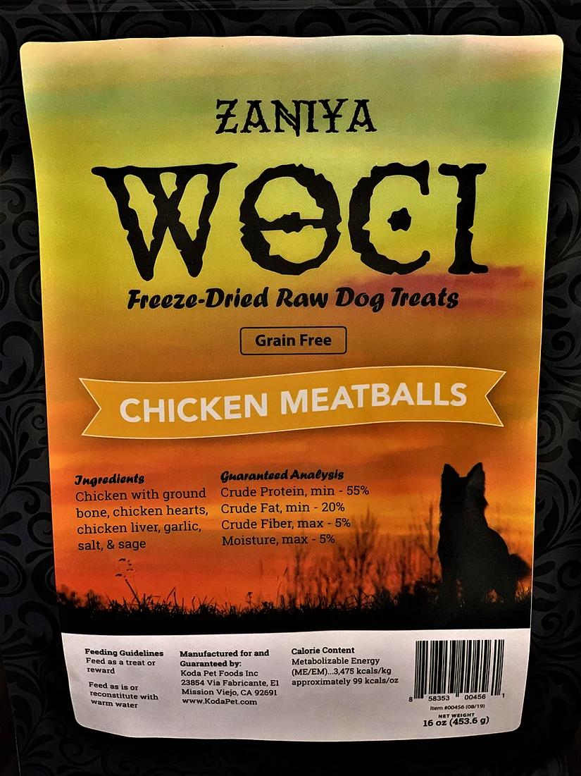 Koda Pet Zaniya Woci Chicken Meatball Freeze-Dried Dog Treats, 16-oz