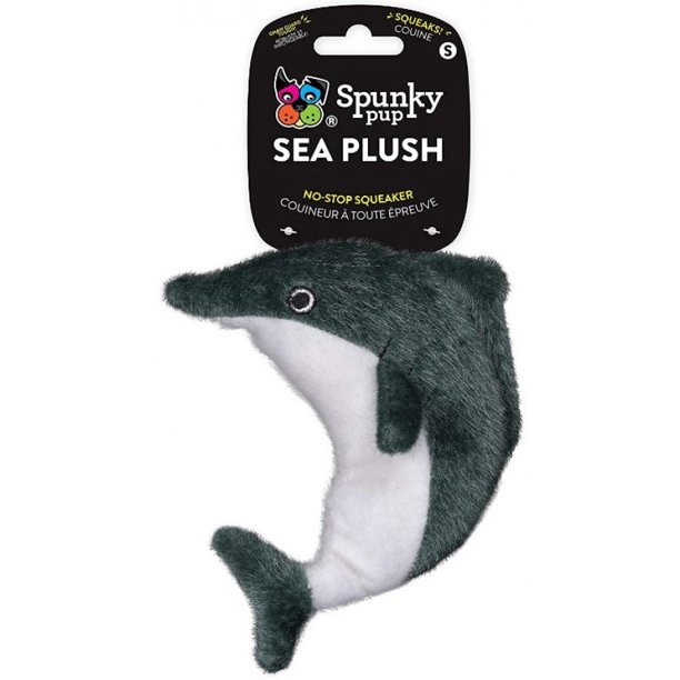 Spunky Pup Sea Plush Dolphin Dog Toy, Small (Size: Small)