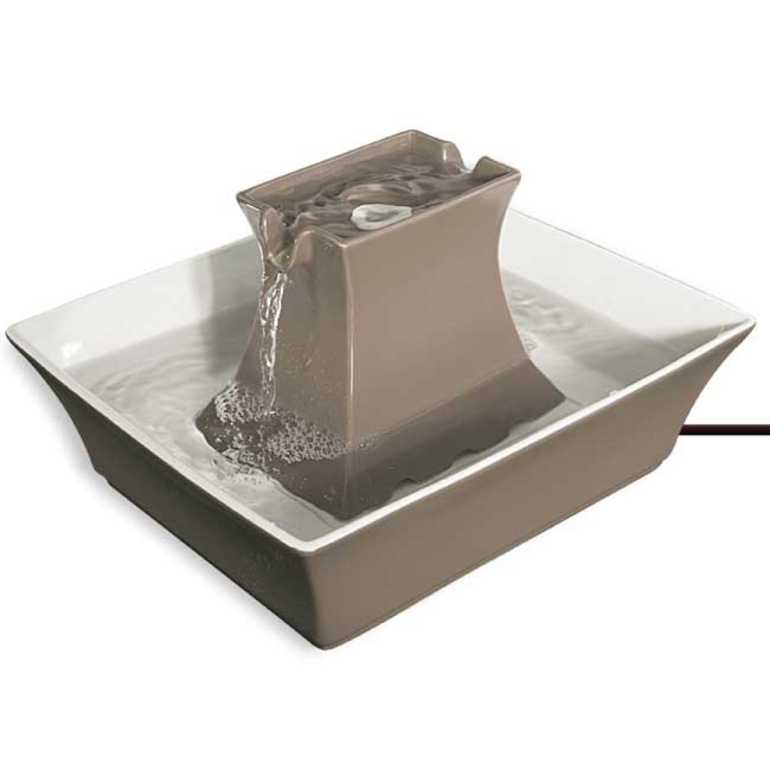 PetSafe Drinkwell Pagoda Ceramic Pet Fountain, Taupe 70-oz
