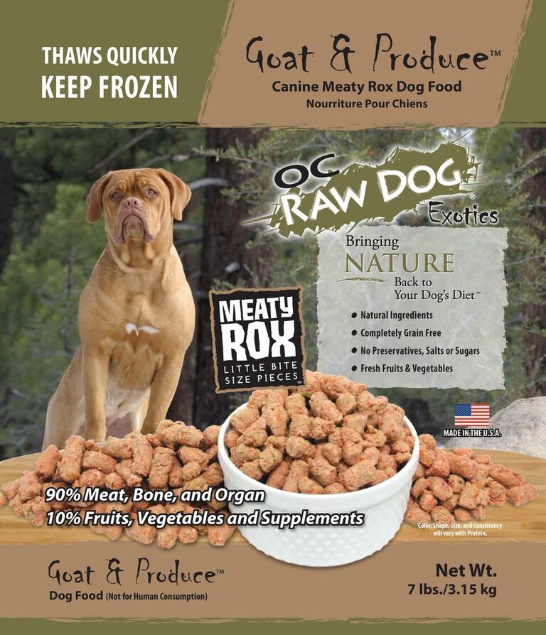 OC Raw Dog Goat & Produce Meaty Rox Raw Frozen Dog Food, 7-lb (Size: 7-lb)