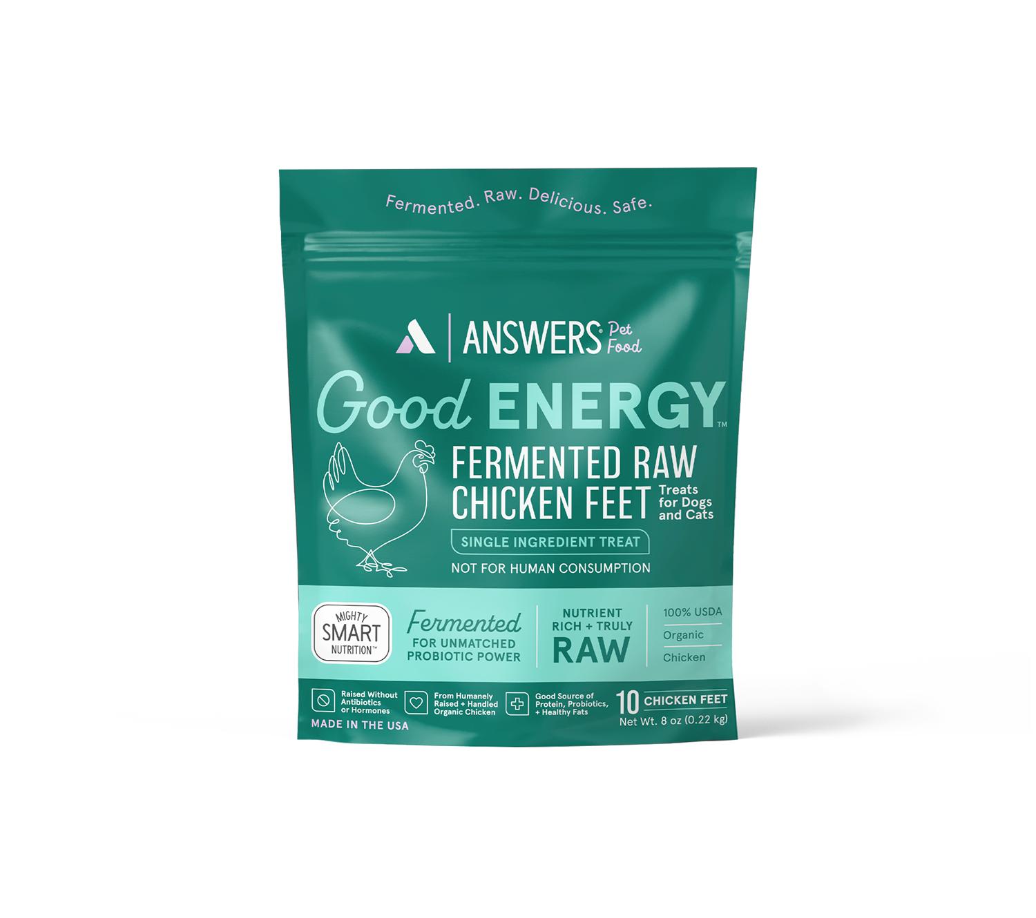 Answers Pet Food Good Energy Fermented Raw Chicken Feet Dog & Cat Treats