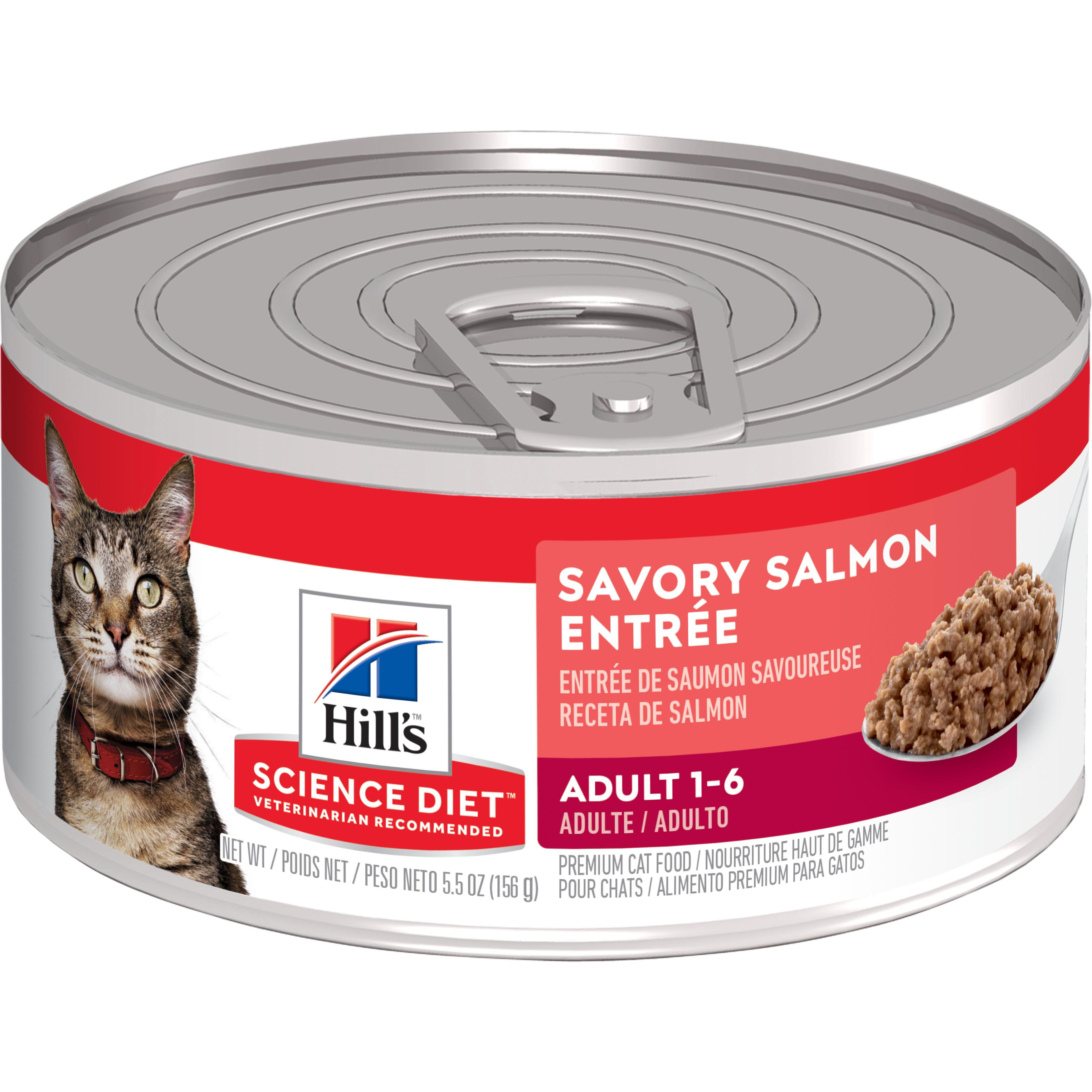 Hill's Science Diet Adult Savory Salmon Entree Wet Cat Food, 5.5-oz, case of 24 (**)