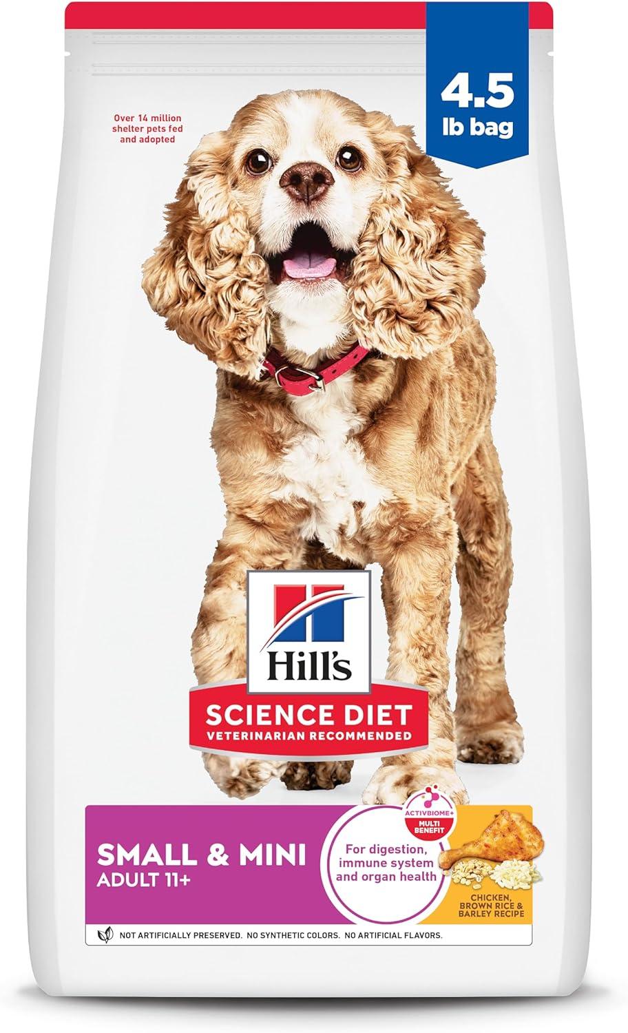 Hill's Science Diet Adult 11+ Small & Mini Chicken, Brown Rice & Barley Dry Dog Food, 4.5-lb