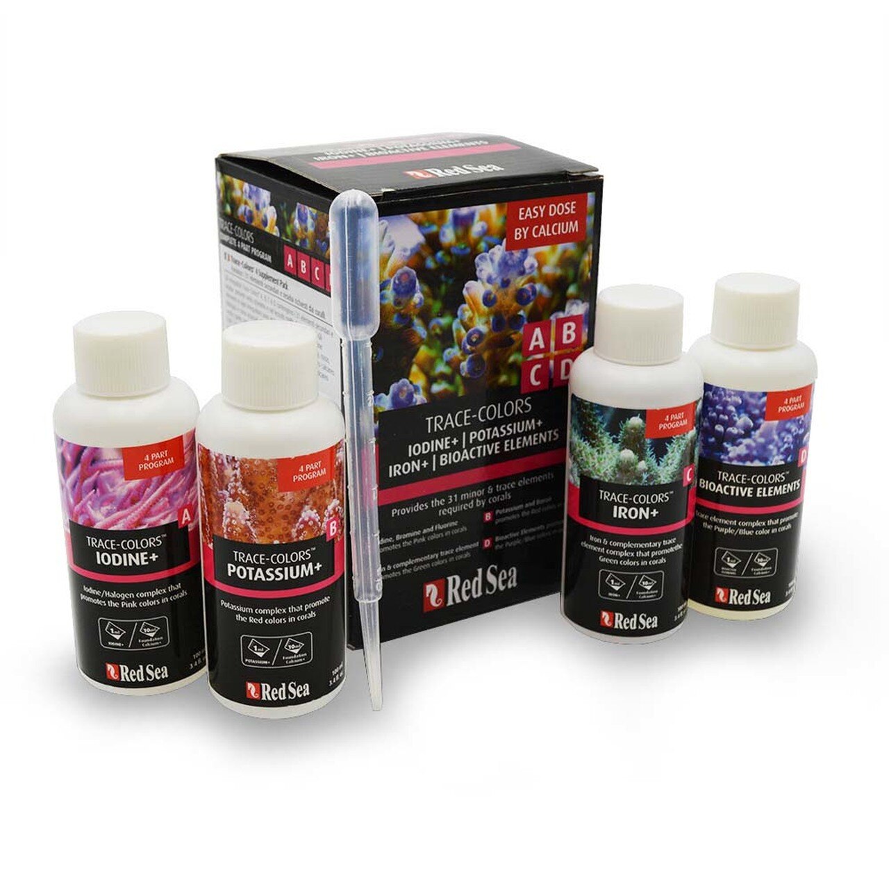 Red Sea Trace Colors ABCD Aquarium Supplement, 4-pk