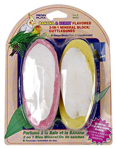 Penn-Plax Banana & Berry Flavored Mineral Block/ Cuttlebones Bird Treats, Combo