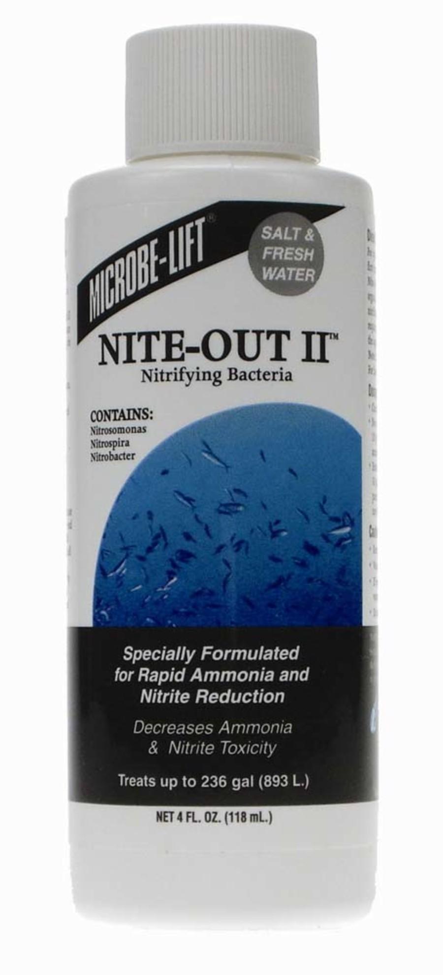 Microbe-Lift Nite-Out II Nitrifying Bacteria Ammonia Detoxifier for Aquariums, 4-oz
