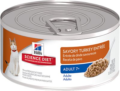 Hill's Science Diet Adult 7+ Savory Turkey Entree Wet Cat Food, 5.5-oz, case of 24 (**)