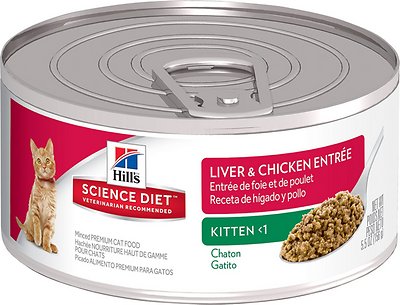 Hill's Science Diet Kitten Liver & Chicken Entree Wet Cat Food, 5.5-oz, case of 24 (**)