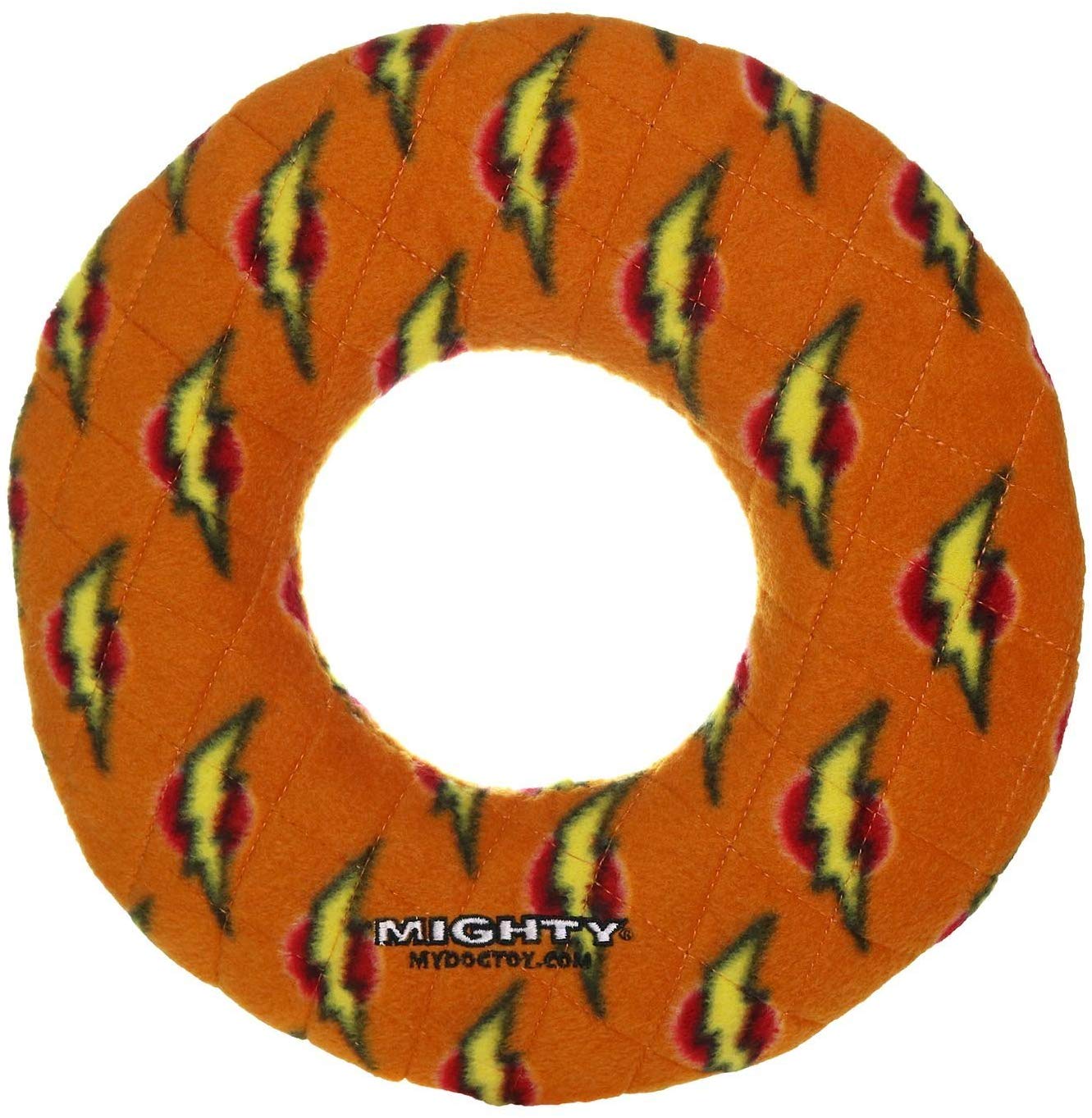 Mighty No Stuff Rings Dog Toy, Orange Lightning (Color: Orange)