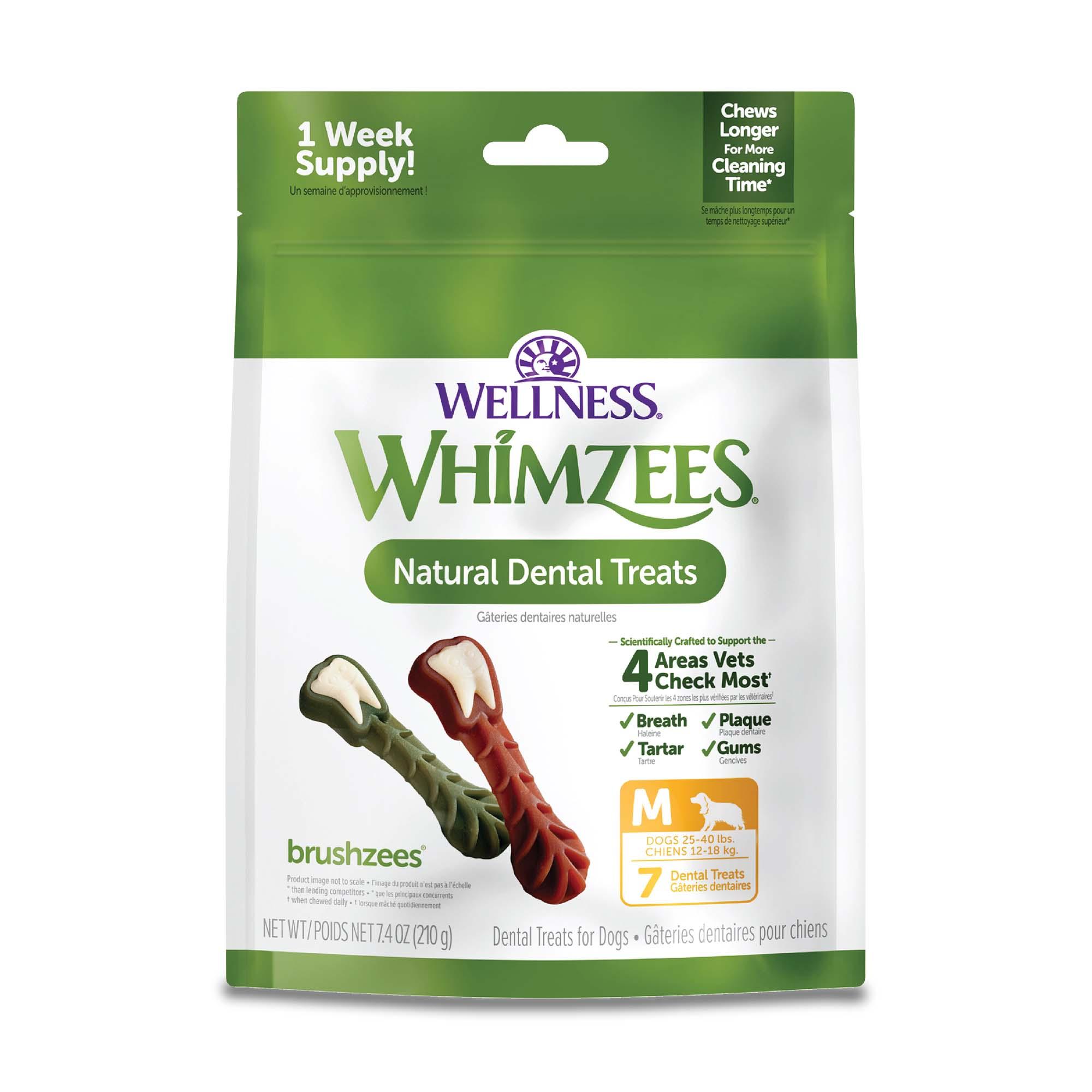 WHIMZEES Brushzees Natural Dental Dog Treats, Medium, 7-count