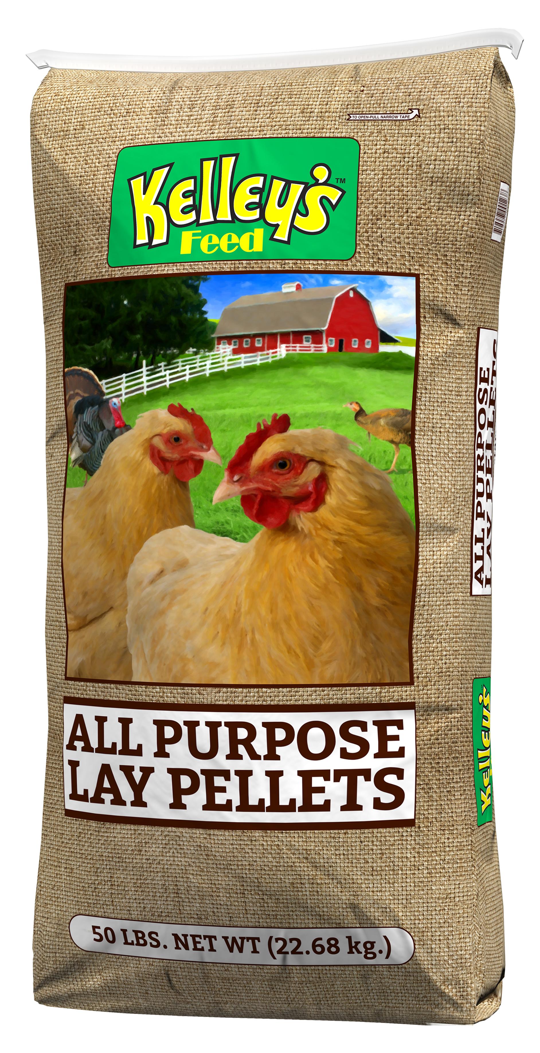 Kelley's Feed All Purpose Lay Pellets Poultry Feed, 50-lb